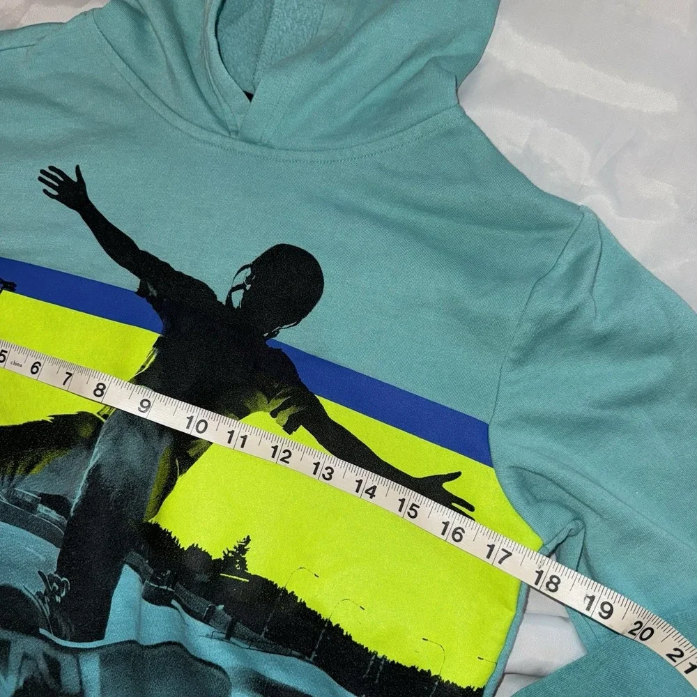 Old Navy Teal Blue Skater‎ Skateboard Hoodie Boys XL